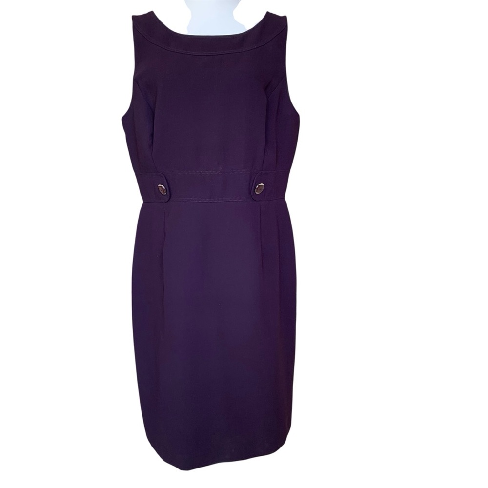 Tahari Arthur S. Levine Sleeveless Purple Lined Sheath Knee Length Dress Sz 14